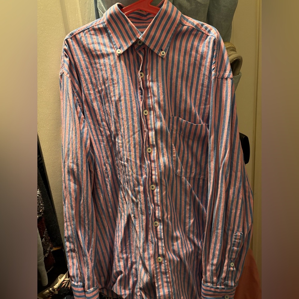 Alan Flusser Pink and blue striped button down